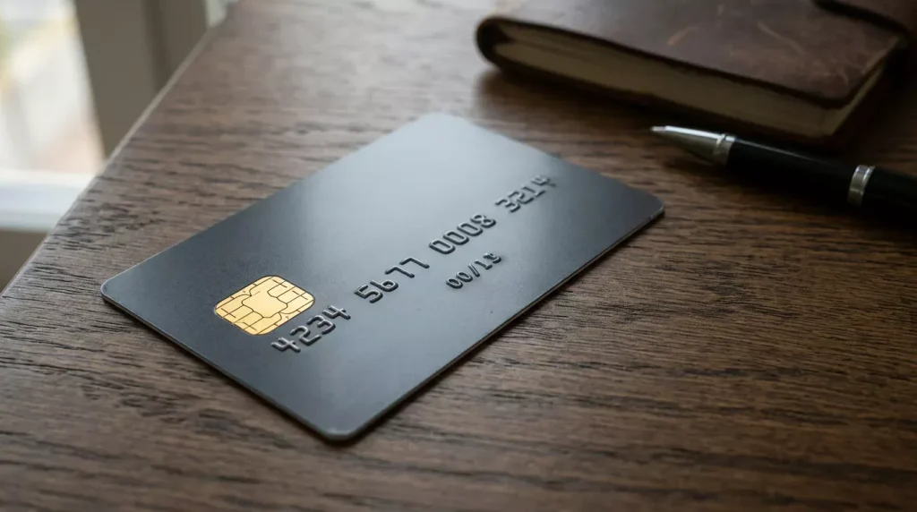 Carte bancaire française co-brandée CB et Mastercard posée sur un écran de site de paris sportifs
