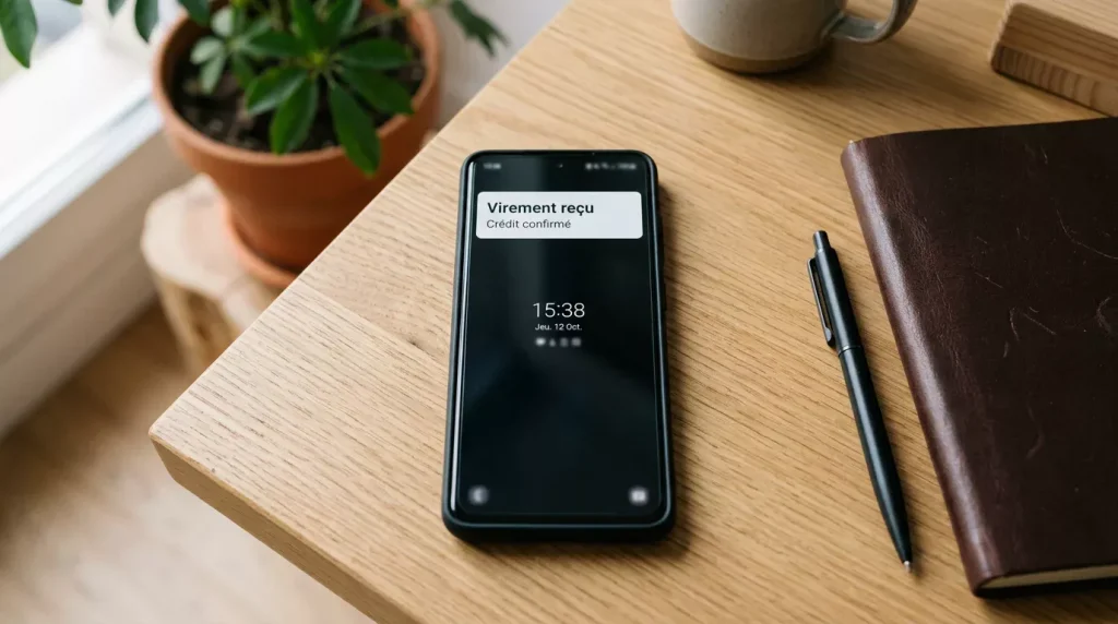 Notification de retrait Mastercard sur un écran de smartphone affichant les gains d'un site de paris sportifs français